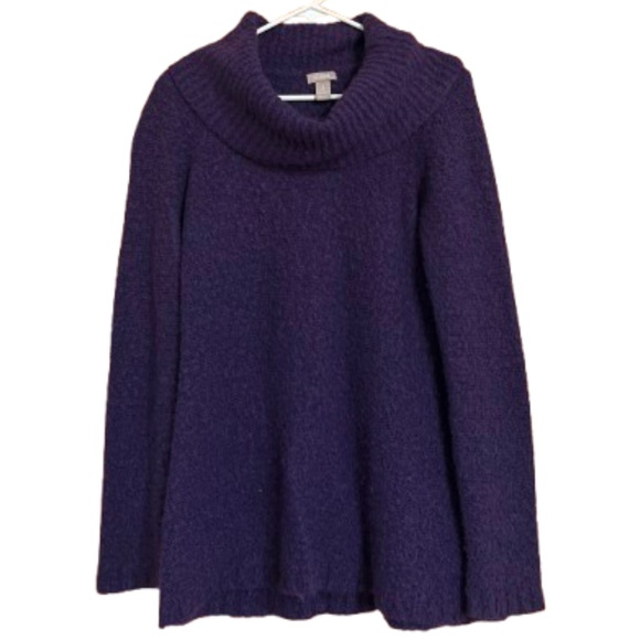 Chico’s Women’s Purple Wool Blend Long Neck Fall Winter Sweater Sz-M - Picture 1 of 5